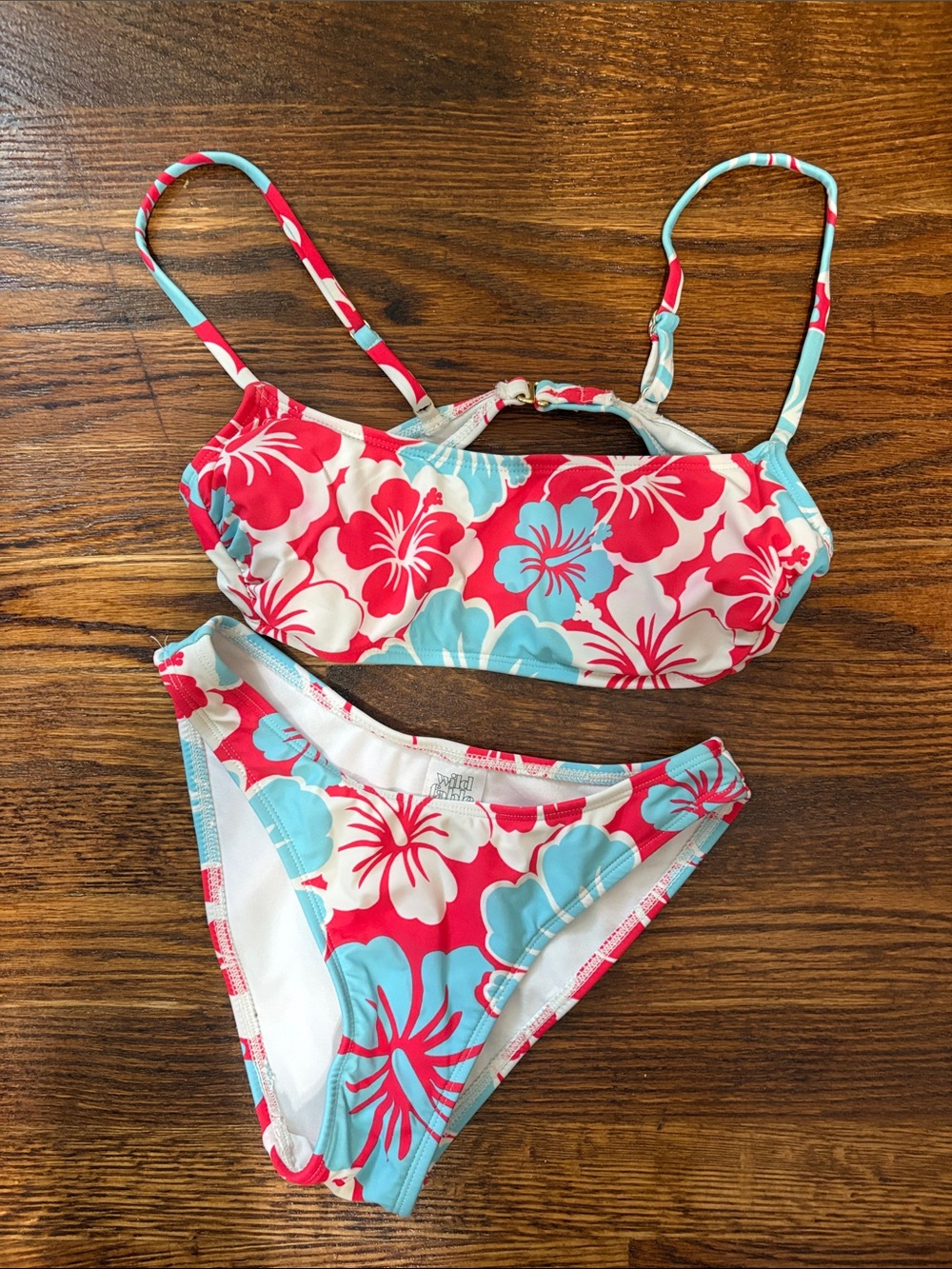 wild fable Red, Light Blue & White Floral Bikini Set